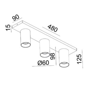 Alternative view of CORAL MINI K3 kastari, 3xGU10 svartur