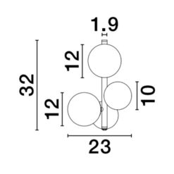 ODILLA veggljós 3x5W G9 hvít opal/mattgull - Image 4