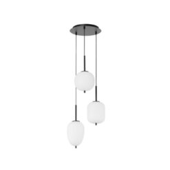 LATO hangandi LED 3x5W D:27 svart og opal kúpull