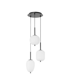 LATO hangandi LED 3x5W D:27 svart og opal kúpull