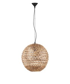 Pendant light Iron & Natural Rattan & W