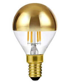 Led kúla P45 toppspegil gull 4W 250lm E14 dimm.