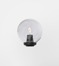 GLOB 250 á staur Q60mm glær svart E27