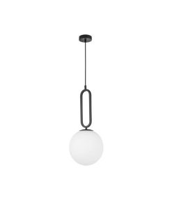 GRUS hangandi ljós LED 12W h.51cm svart opal kúpul