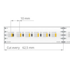 15,3W Led 24V RGB+W 10mm IP20 5mtr.