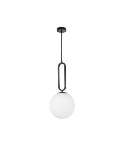 GRUS hangandi ljós LED 12W h.56cm svart opal kúpul