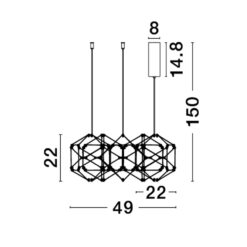 NEBULA Hangandi D490 Led 25W 3K 60stk. svart/króm - Image 2