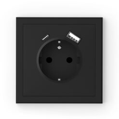 Adria Schuko tengill m/USB A+C m/ramma svartur 16 A