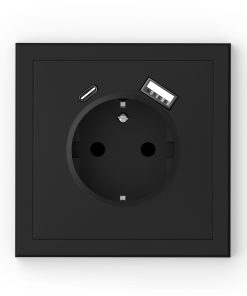 Adria Schuko tengill m/USB A+C svartur 16 A, 250 V~