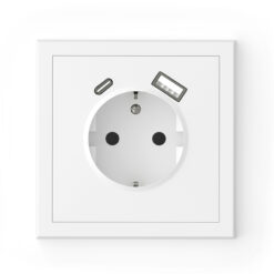 Adria Schuko tengill m/USB A+C m/ramma hvítur 16A