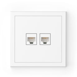 Adria 2f. RJ45 CAT6 tengill m/ramma hvítur