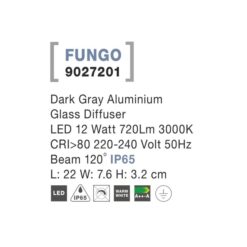 FUNGO úti veggljós L220 12W 3K dökkgrátt IP65 - Image 3