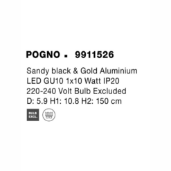 POGNO hangandi ljós LED GU10 1x10W d.5,9 h.10,8 sv - Image 4