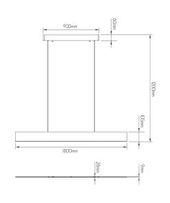 Alternative view of PURE 180 cm, 37W 3K beint, hvítt