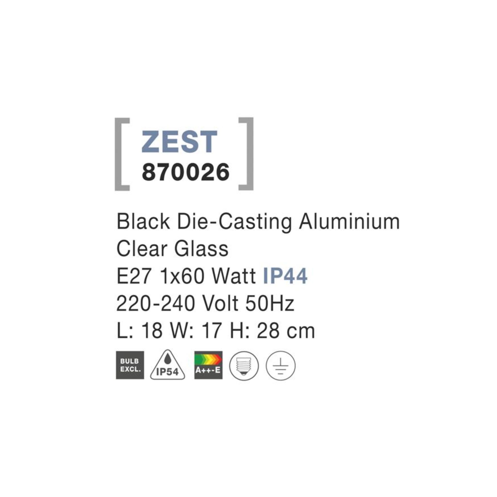 ZEST útiljós á vegg E27 1x60w IP54 svart - Image 4
