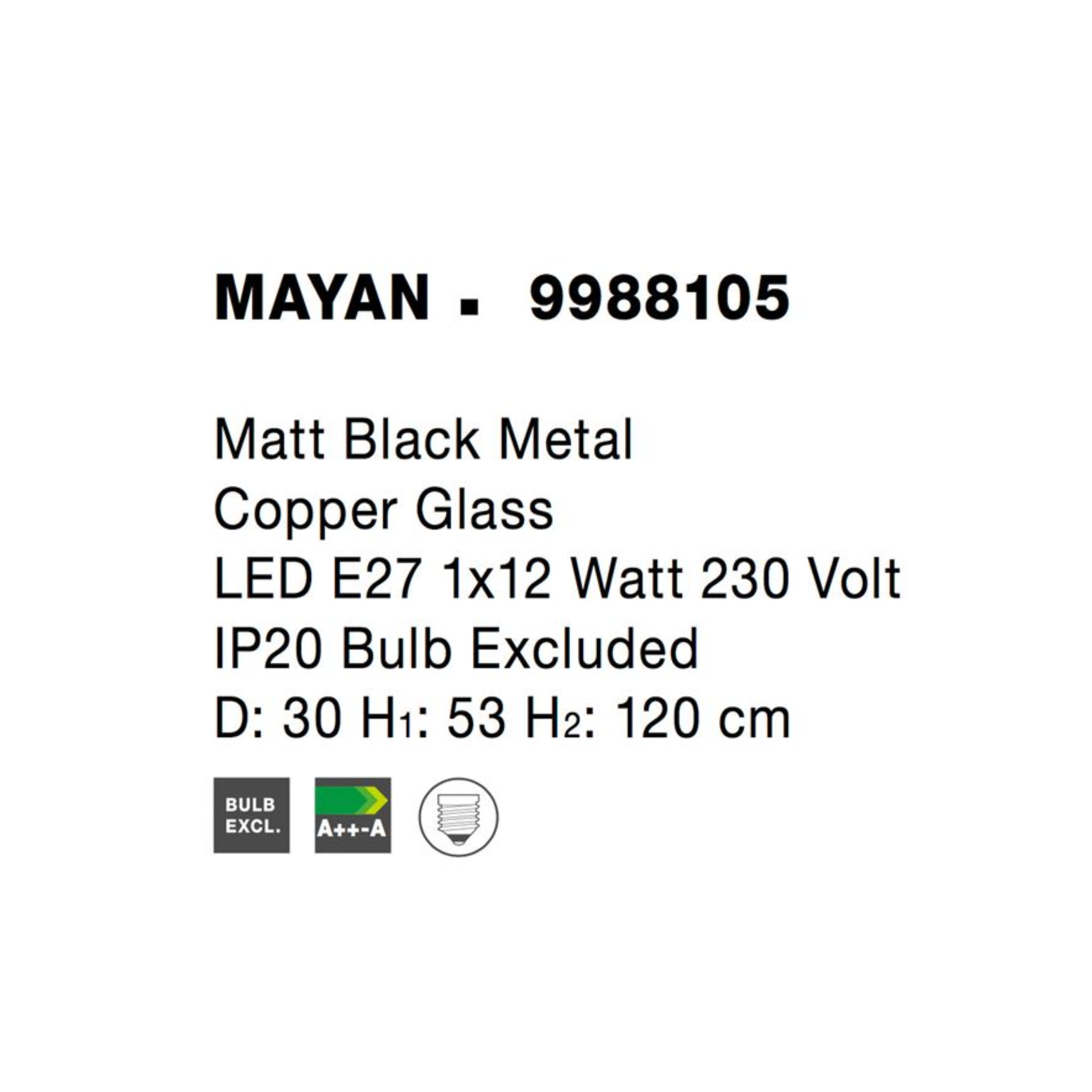xMAYAN hangandi ljós kopar E27 12W 30cm - Image 4