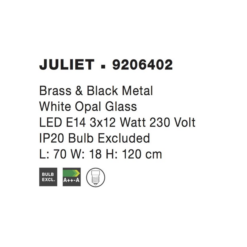 JULIET hangandi loftlj. LED 3x12W E14 IP20 án peru svart/messing - Image 5