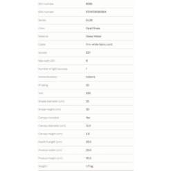 DL39 Opal hangandi 60W E27 messing - Image 3