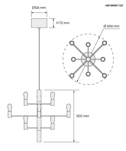 Alternative view of MANOLA króna 12xE14 m/ledperum Svört