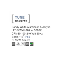 TUNE Led veggljós úti Q150 9W 625lm 3K hvítt IP65 - Image 3