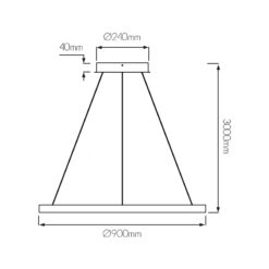 Hangandi GURI Q900mm 76W 3K svart dimmanlegt - Image 2
