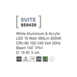 SUITE úti veggljós hvítt LED 10W 3K 15cm IP54 - Image 4