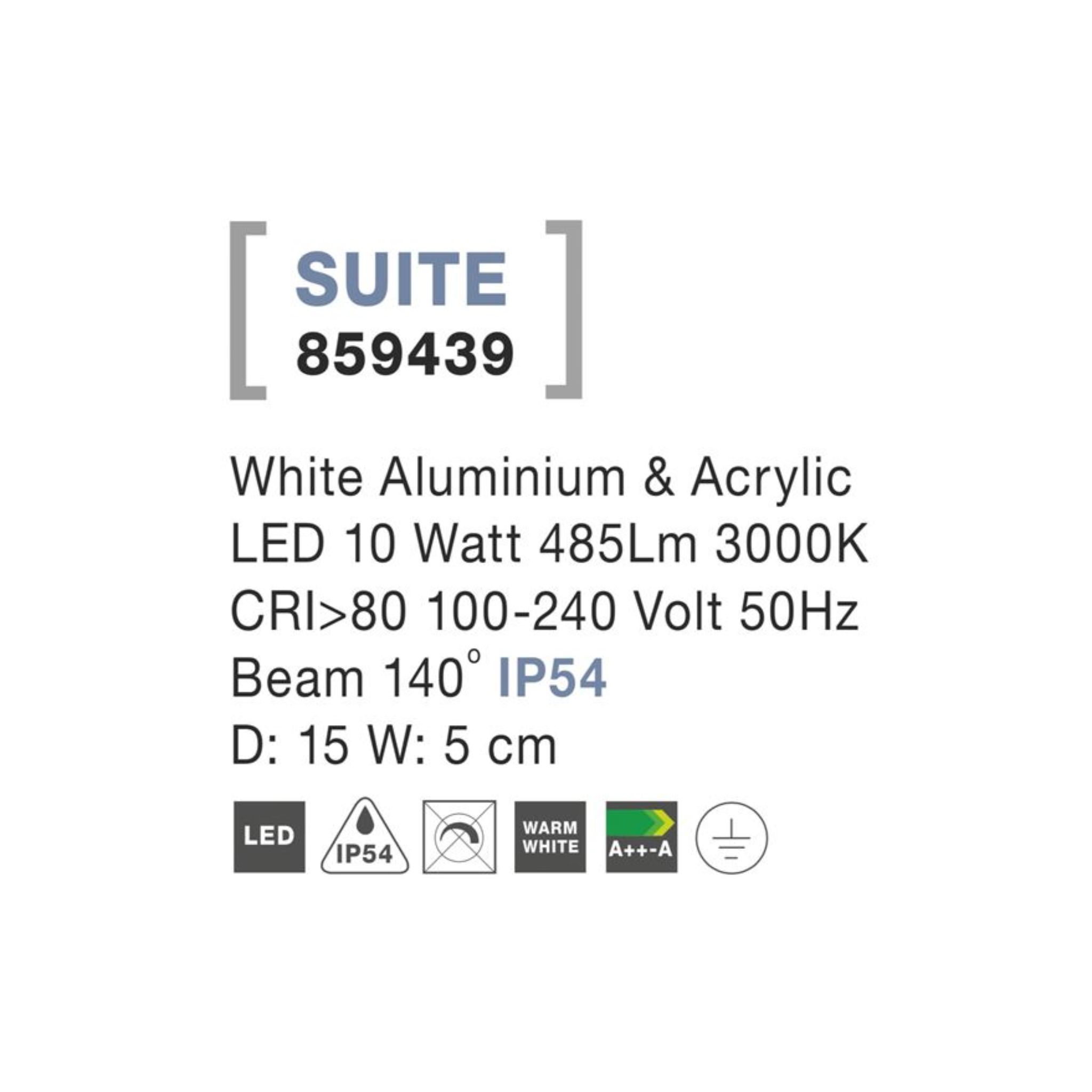SUITE úti veggljós hvítt LED 10W 3K 15cm IP54 - Image 4