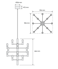 Alternative view of MANOLA króna 20xE14 m/ledperum Svört