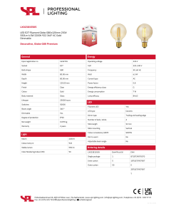 Alternative view of LED E27 Filament Globe G80x120mm 230V 550Lm 6.5W 2200K 922 360° AC Gold Dimmable