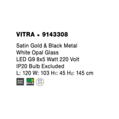 VITRA hangandi G9 8x5W gyllt/svart/opal - Image 5