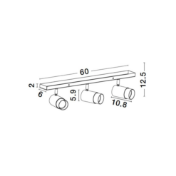 POGNO kastari L:600 GU10 3x10W svart/gyllt - Image 2