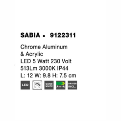 xSABIA baðljós vegg króm LED 1x5W 3K IP44 - Image 5