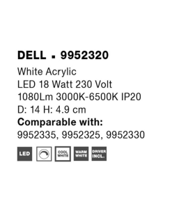 Alternative view of Dell LED ljós fyrir viftu 18W 1080Lm IP20