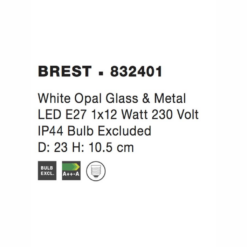 BREST loftljós opal gler Q230 1X12W E27 - Image 4