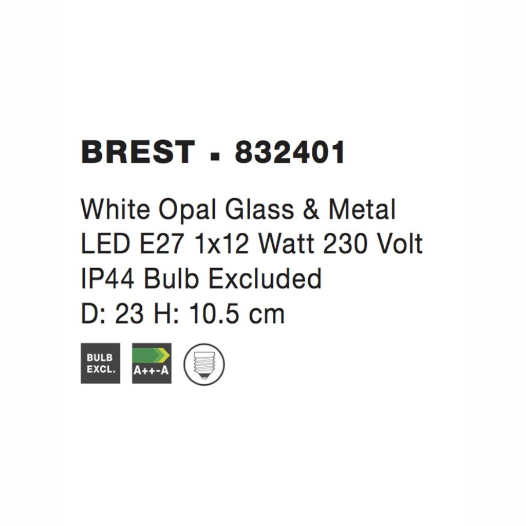 BREST loftljós opal gler Q230 1X12W E27 - Image 4