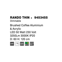 RANDO THIN hangandi Q600 LED 50W 3K 3250lm brúnt - Image 5