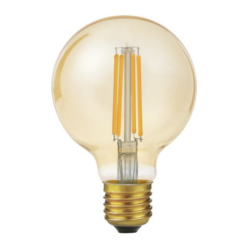 LED E27 Filament Globe G80x120mm 230V 550Lm 6.5W 2200K 922 360° AC Gold Dimmable