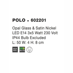 POLO veggljós L50cm króm/hvítt E14 3x5W IP44 - Image 4