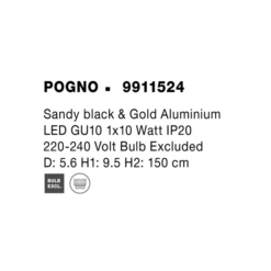 POGNO hangandi ljós LED GU10 1x10W d.5,6 h.9,5 sva - Image 3