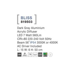 BLISS staur H500 LED 7W 3K/4K IP54 dökkgrátt - Image 4
