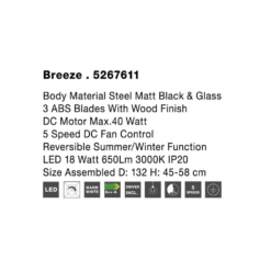 BREEZE loftvifta m/ljósi Q132 40W Led 18W 3K Brún - Image 4