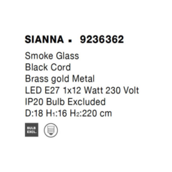SIANNA hangandi ljós LED 1x12W h.16cm svart/brass - Image 5
