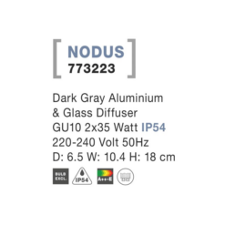 NODUS útivegglj. 2x10W GU10 IP54 dökkgrátt - Image 4