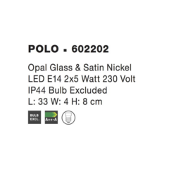 POLO veggljós L33cm króm/hvítt E14 2x5W IP44 - Image 4