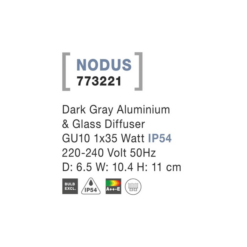 NODUS útivegglj. 1x10W GU10 IP54 grátt gler - Image 3