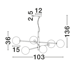 VITRA hangandi G9 6x5W gyllt/svart/opal - Image 3