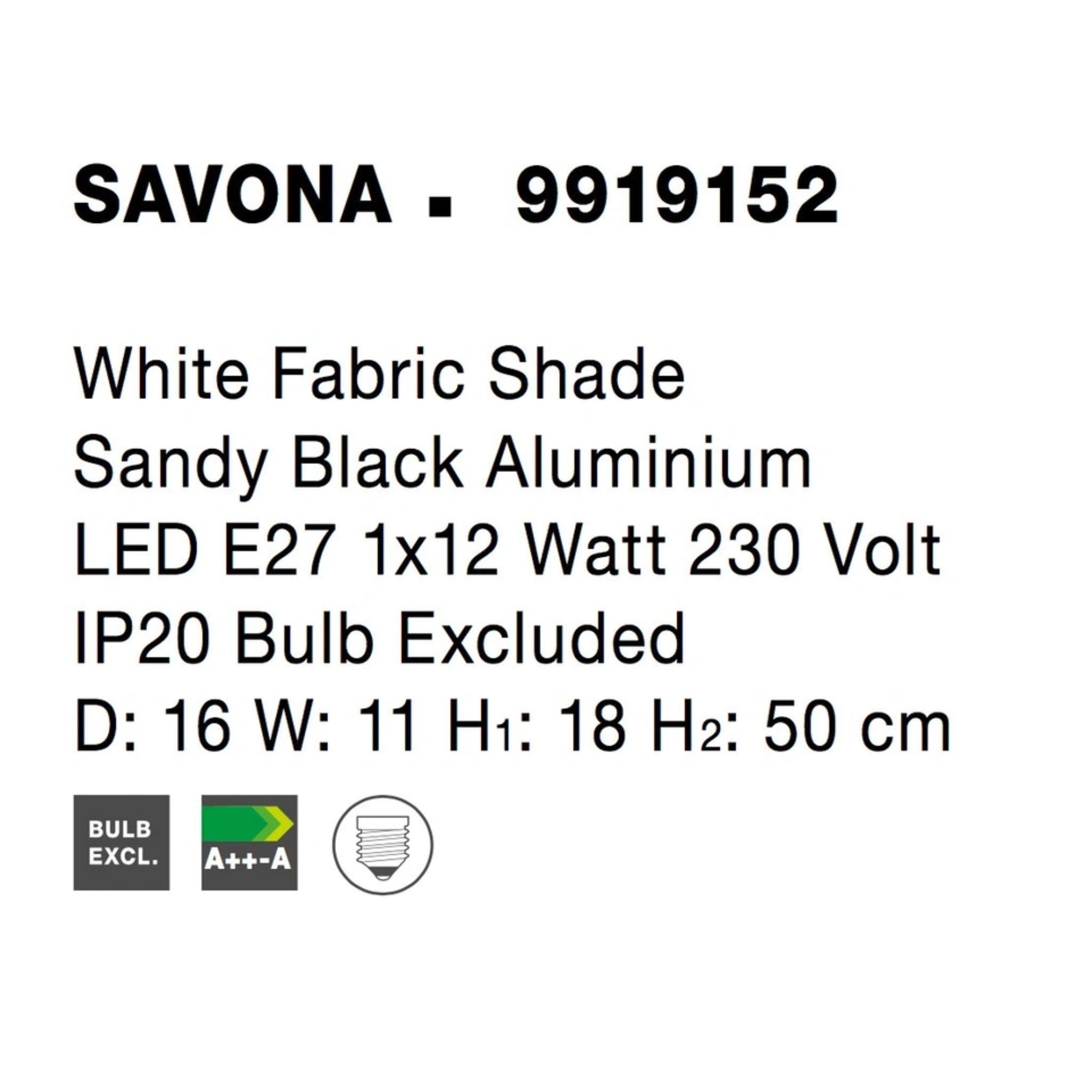 xSAVONA borðlampi E27 1x12W svart - Image 5