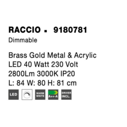 RACCIO hangandi ljós LED 40W 3K gyllt - Image 6