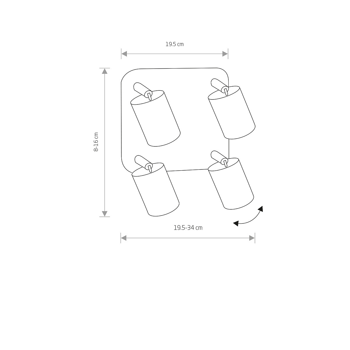 xEYE SPOT kastari, 4x35W GU10 silfur - Image 2