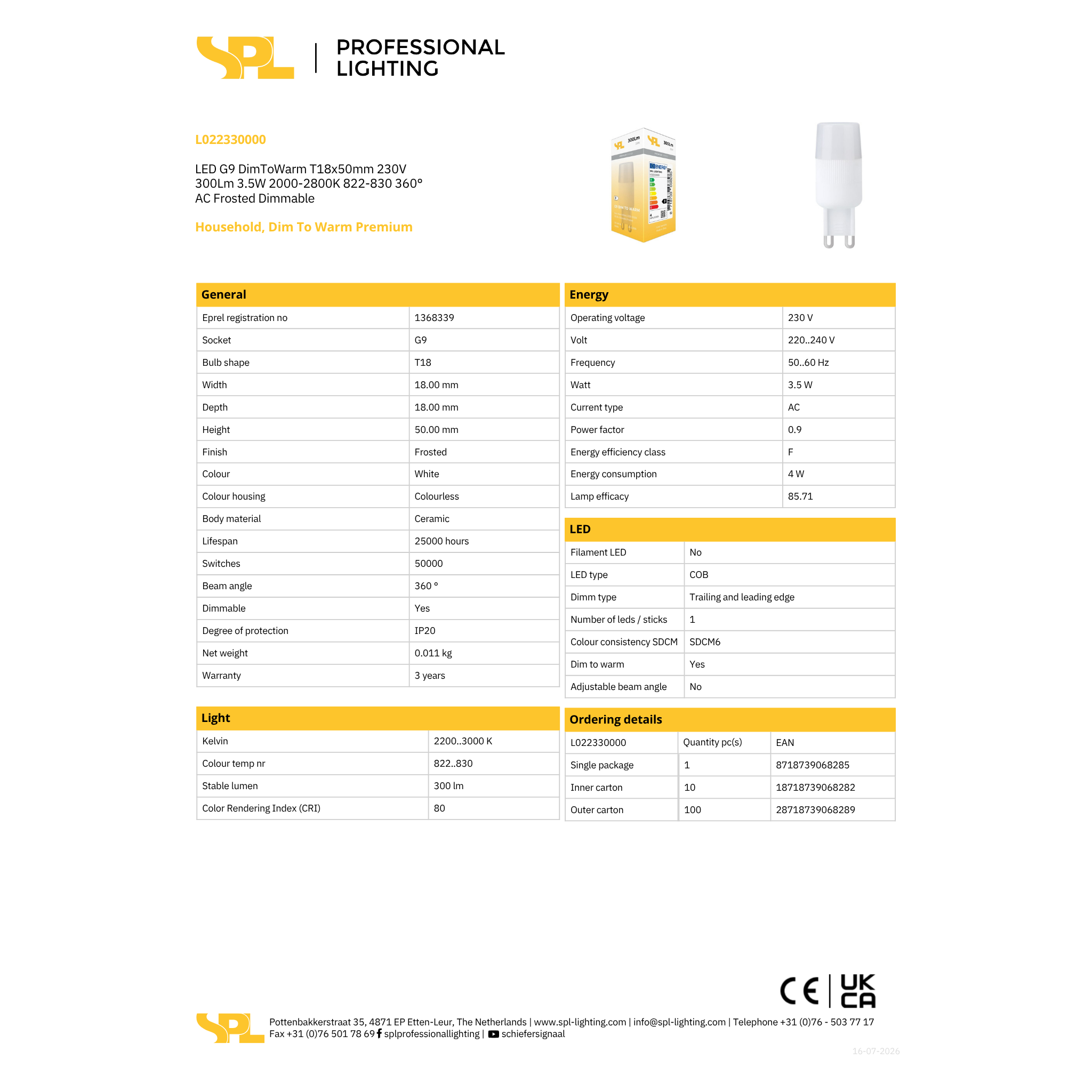 Led G9 3,5W 300lm 822-830K dim to warm - Image 2
